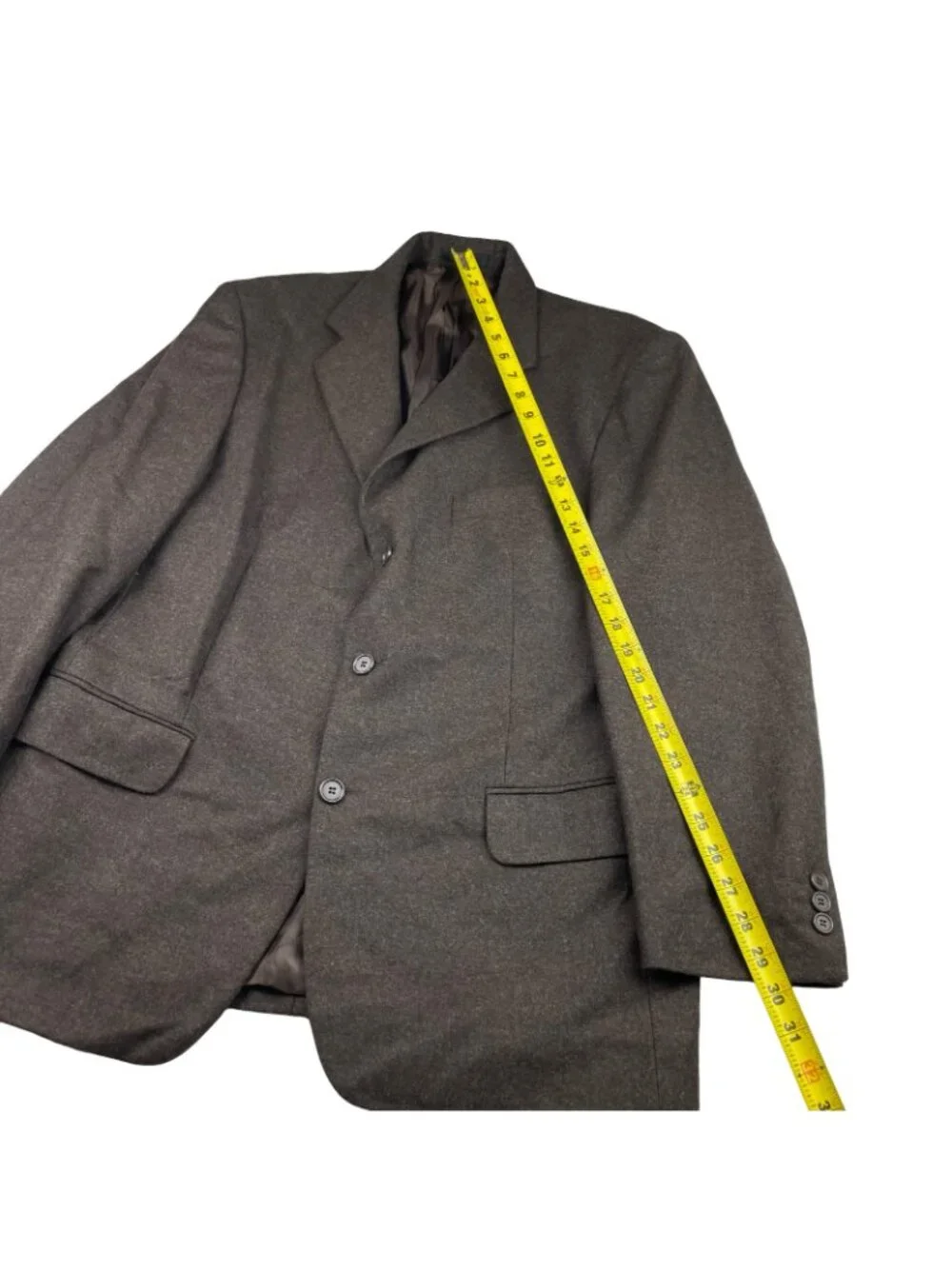 Marks & Spencer Men's Flannel Wool 3-Button Suit Brown • Italy • 42S | 34x29